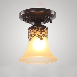 Plafoniera a cupola in vetro stile classico europeo, 3 lampadine