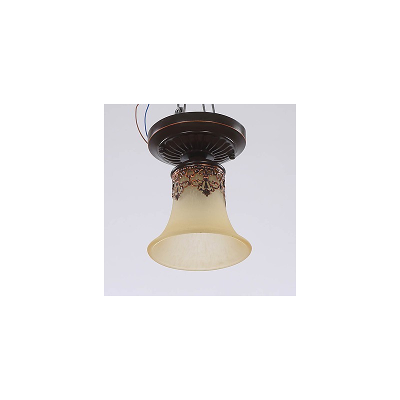 Plafoniera a cupola in vetro stile classico europeo, 3 lampadine