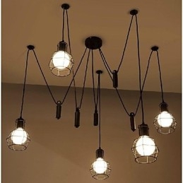 Mini lampadario lanterna vintage classico stile country in metallo dipinto nero da pranzo