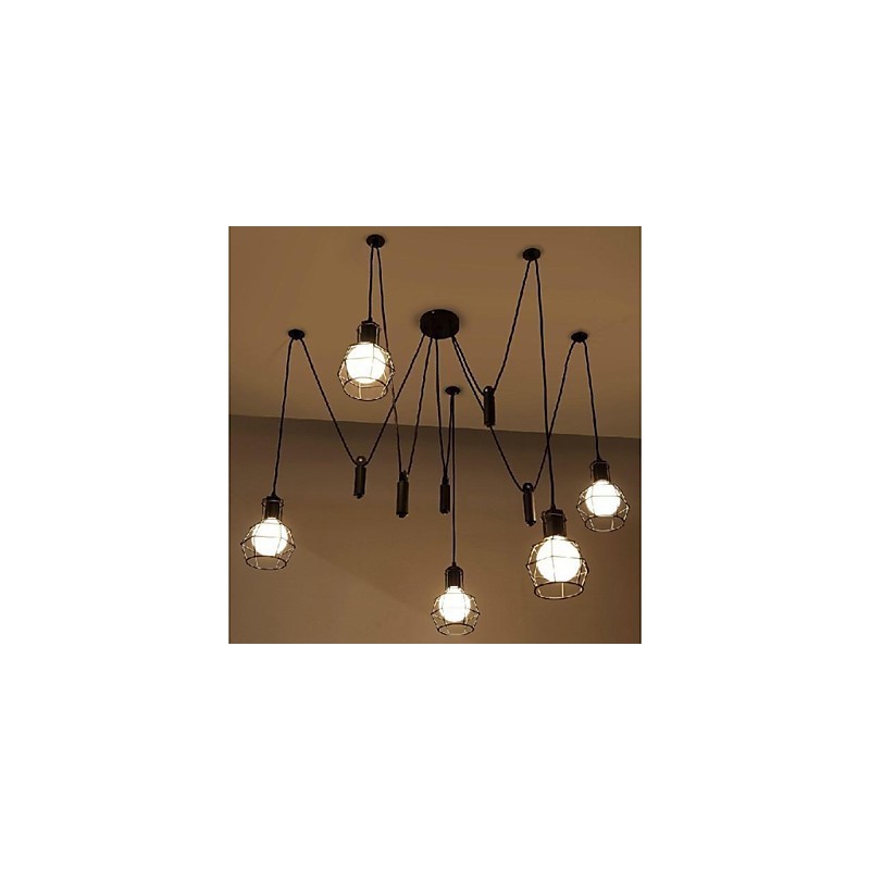Mini lampadario lanterna vintage classico stile country in metallo dipinto nero da pranzo
