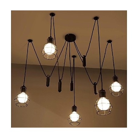 Mini lampadario lanterna vintage classico stile country in metallo dipinto nero da pranzo