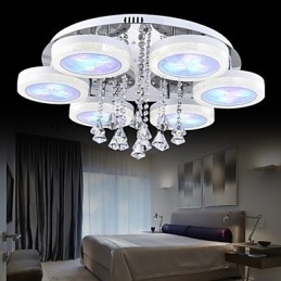 Plafoniera a filo moderna in metallo bianco con cristalli, LED integrato
