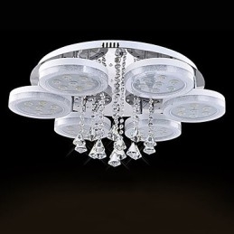 Plafoniera a filo moderna in metallo bianco con cristalli, LED integrato