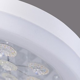 Plafoniera a filo moderna in metallo bianco con cristalli, LED integrato