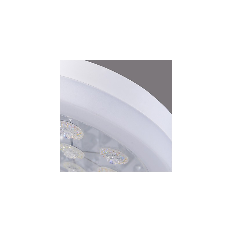 Plafoniera a filo moderna in metallo bianco con cristalli, LED integrato