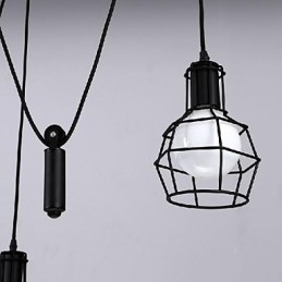 Mini lampadario lanterna vintage classico stile country in metallo dipinto nero da pranzo