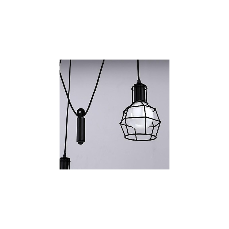 Mini lampadario lanterna vintage classico stile country in metallo dipinto nero da pranzo