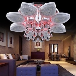 Plafoniera a filo moderna contemporanea in metallo bianco con cristalli, LED integrato 12 W