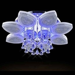 Plafoniera a filo moderna contemporanea in metallo bianco con cristalli, LED integrato 12 W