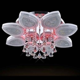 Plafoniera a filo moderna contemporanea in metallo bianco con cristalli, LED integrato 12 W