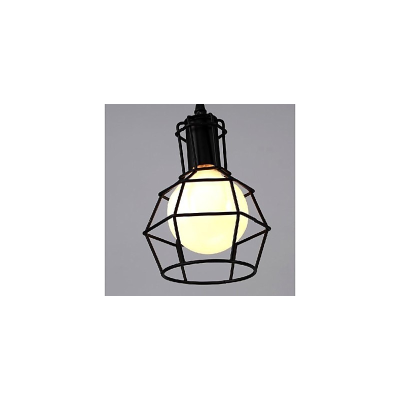 Mini lampadario lanterna vintage classico stile country in metallo dipinto nero da pranzo