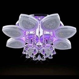 Plafoniera a filo moderna contemporanea in metallo bianco con cristalli, LED integrato 12 W