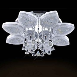 Plafoniera a filo moderna contemporanea in metallo bianco con cristalli, LED integrato 12 W