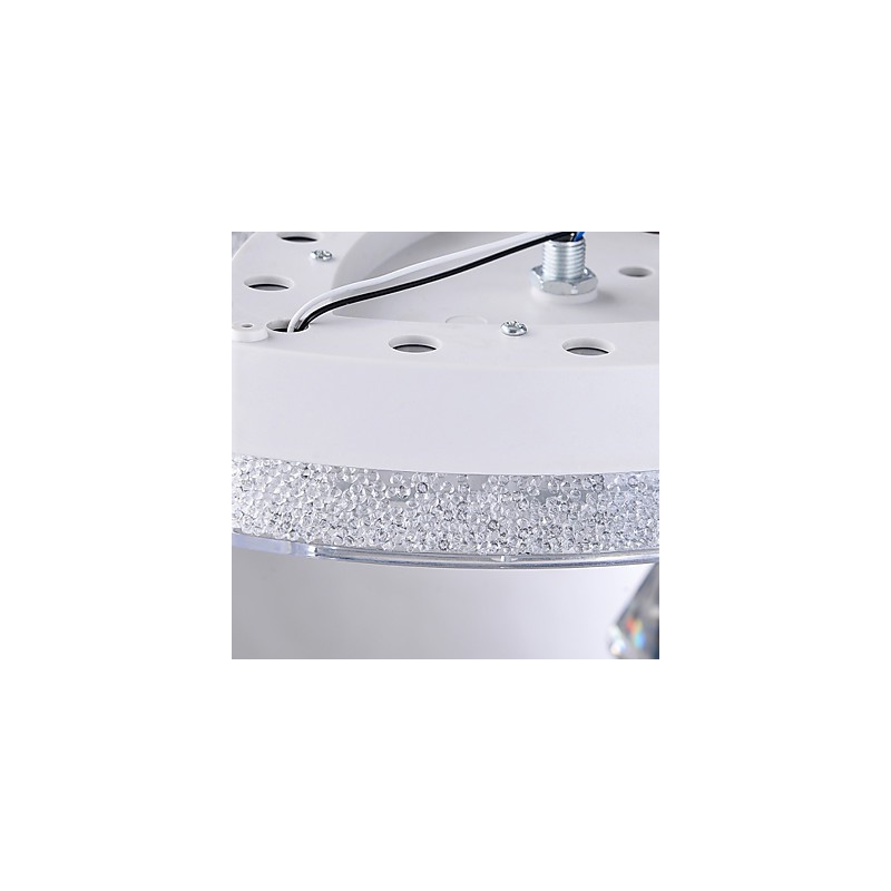 Plafoniera a filo moderna contemporanea in metallo bianco con cristalli, LED integrato 12 W