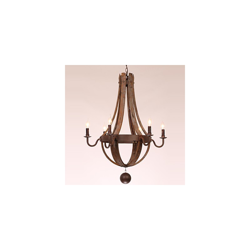 Lampadario vintage retrò country a 6 luci in metallo