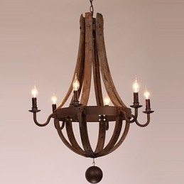 Lampadario vintage retrò country a 6 luci in metallo