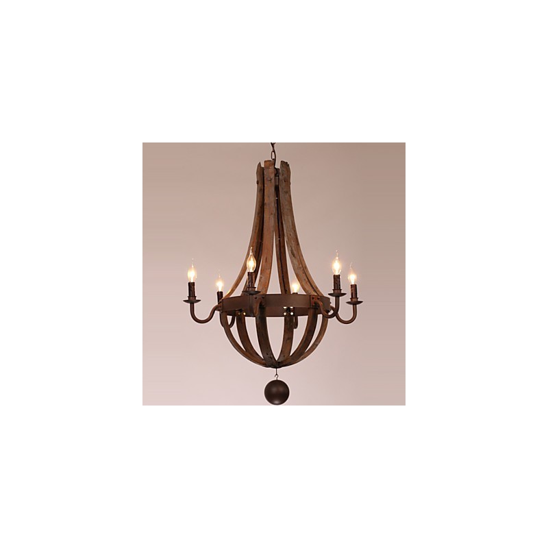 Lampadario vintage retrò country a 6 luci in metallo