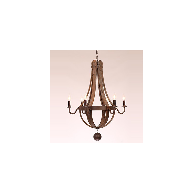 Lampadario vintage retrò country a 6 luci in metallo