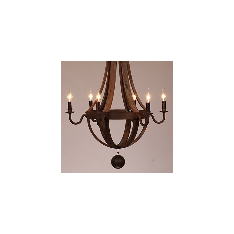 Lampadario vintage retrò country a 6 luci in metallo