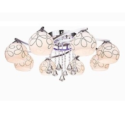 Lampadario moderno in cristallo e vetro Living 8 luci