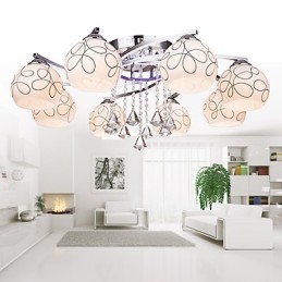 Lampadario moderno in cristallo e vetro Living 8 luci