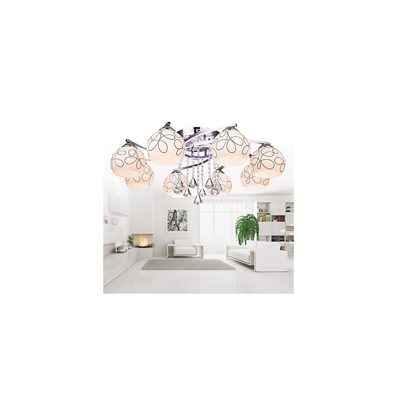 Lampadario moderno in cristallo e vetro Living 8 luci