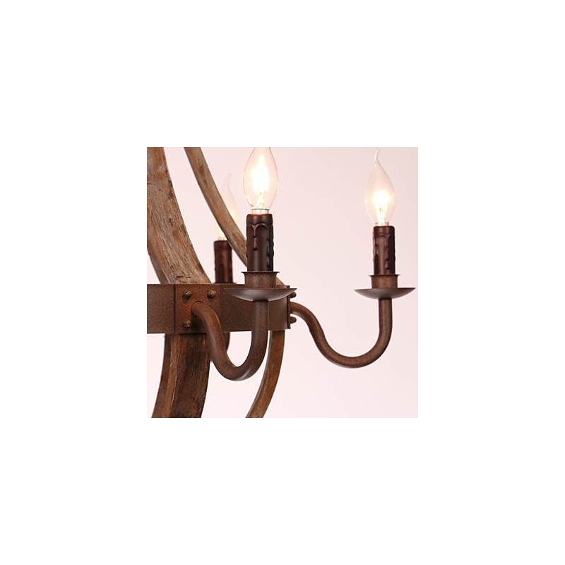 Lampadario vintage retrò country a 6 luci in metallo