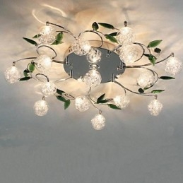 Lampada da soffitto a filo in cristallo verde rotonda Air Lights in ferro