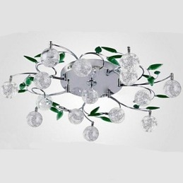 Lampada da soffitto a filo in cristallo verde rotonda Air Lights in ferro