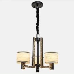 Lampadario stile cinese dipinto marrone, 3 lampadine, catena regolabile