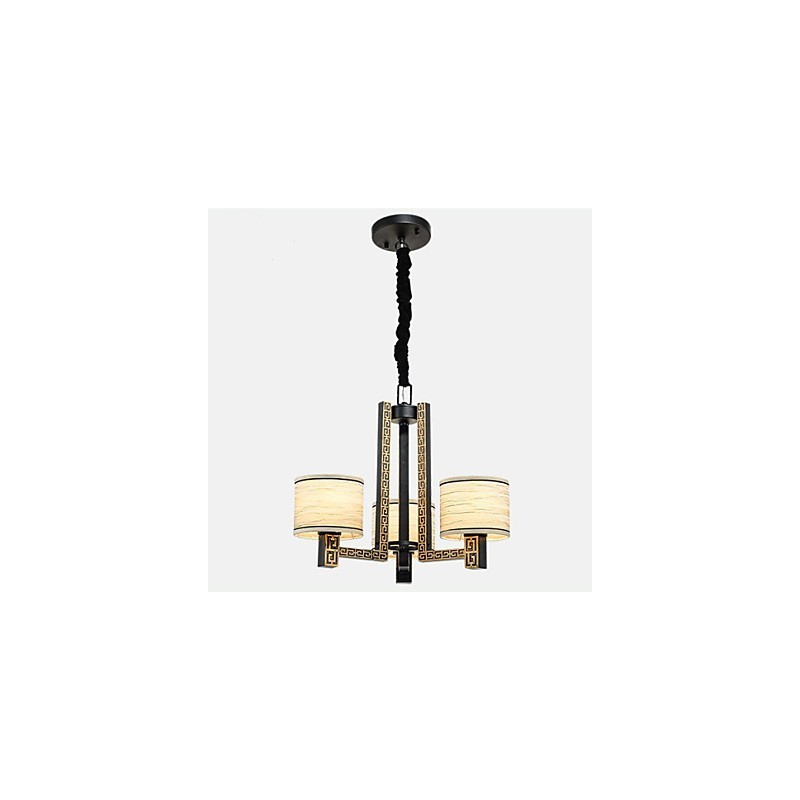 Lampadario stile cinese dipinto marrone, 3 lampadine, catena regolabile
