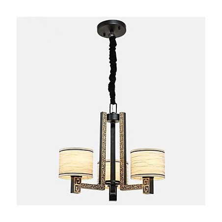 Lampadario stile cinese dipinto marrone, 3 lampadine, catena regolabile