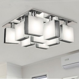 Plafoniera a filo moderna contemporanea in metallo cromato 65 cm