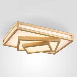 Plafoniera a filo mini moderna contemporanea in legno e bambù, 2 LED integrati, 48 W