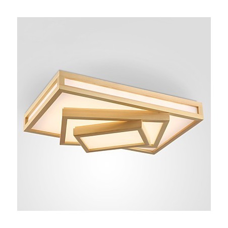 Plafoniera a filo mini moderna contemporanea in legno e bambù, 2 LED integrati, 48 W