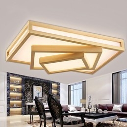 Plafoniera a filo mini moderna contemporanea in legno e bambù, 2 LED integrati, 48 W