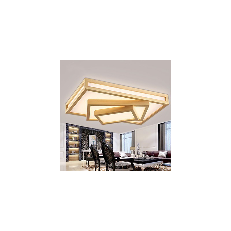 Plafoniera a filo mini moderna contemporanea in legno e bambù, 2 LED integrati, 48 W