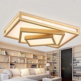 Plafoniera a filo mini moderna contemporanea in legno e bambù, 2 LED integrati, 48 W