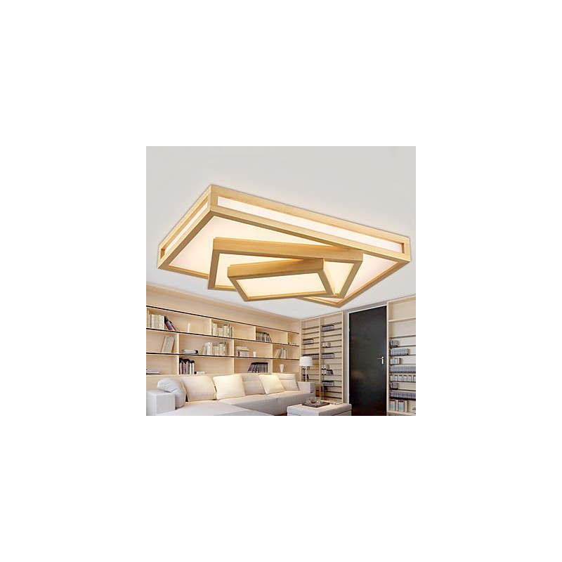 Plafoniera a filo mini moderna contemporanea in legno e bambù, 2 LED integrati, 48 W