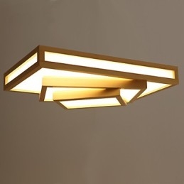 Plafoniera a filo mini moderna contemporanea in legno e bambù, 2 LED integrati, 48 W