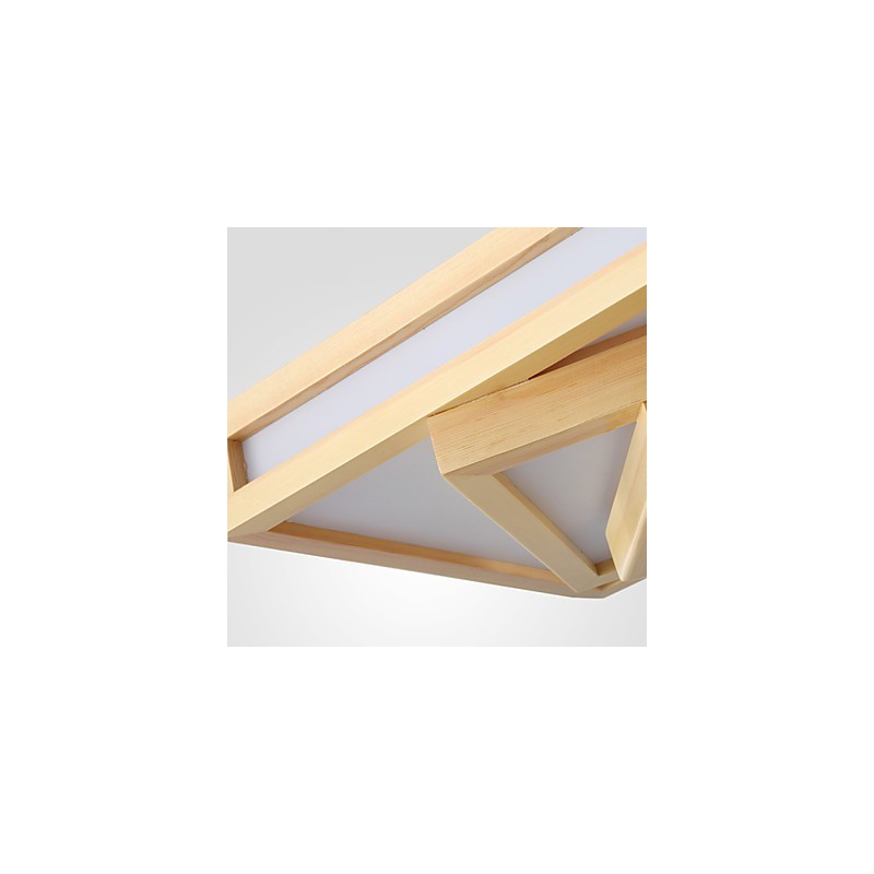 Plafoniera a filo mini moderna contemporanea in legno e bambù, 2 LED integrati, 48 W