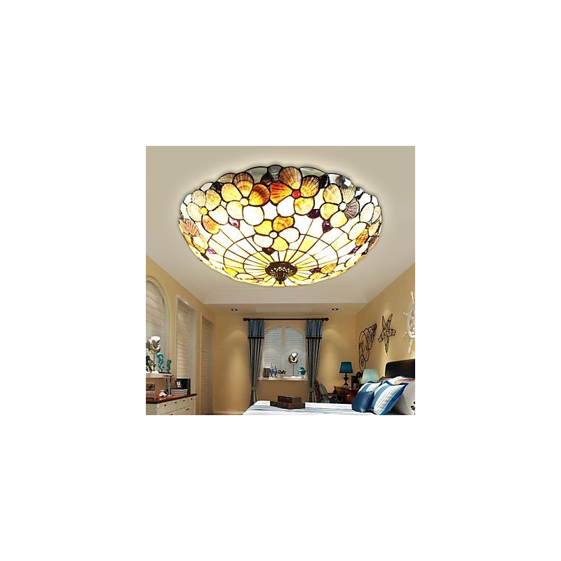 Plafoniera a filo tradizionale/classica con conchiglie multicolore 50 cm
