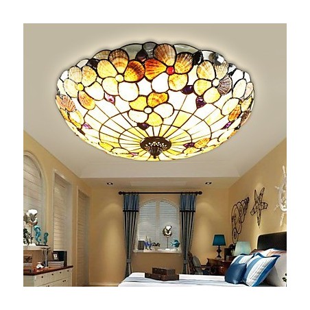 Plafoniera a filo tradizionale/classica con conchiglie multicolore 50 cm