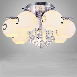 Plafoniera a filo in vetro e cristallo moderna 65 cm