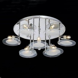 Plafoniera a filo moderna in acciaio inox con 9 luci