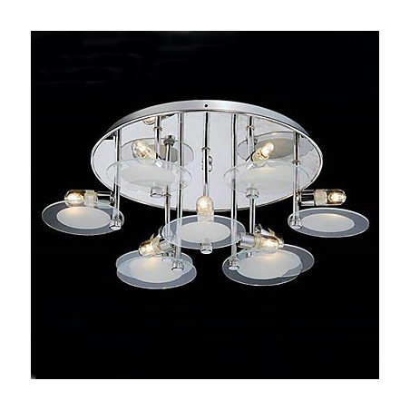 Plafoniera a filo moderna in acciaio inox con 9 luci
