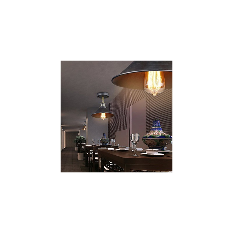 Plafoniera vintage Mini Edison a filo 1 luce in metallo nera