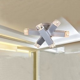 Plafoniera a filo classica cromo con dettagli trasparenti, 6 luci