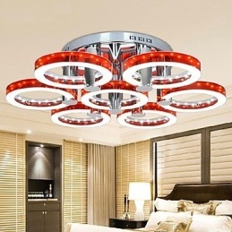 Lampadario a filo in acrilico rosso cromato a 7 luci LED