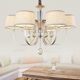 Lampadario country in metallo dipinto con cristalli, argento, 1 livello
